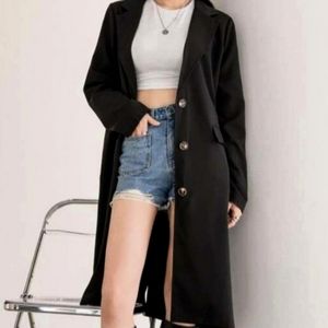 Dazy Oversized Split Back Longline Blazer in Color : Blk Size : L (12-14) Cotton
